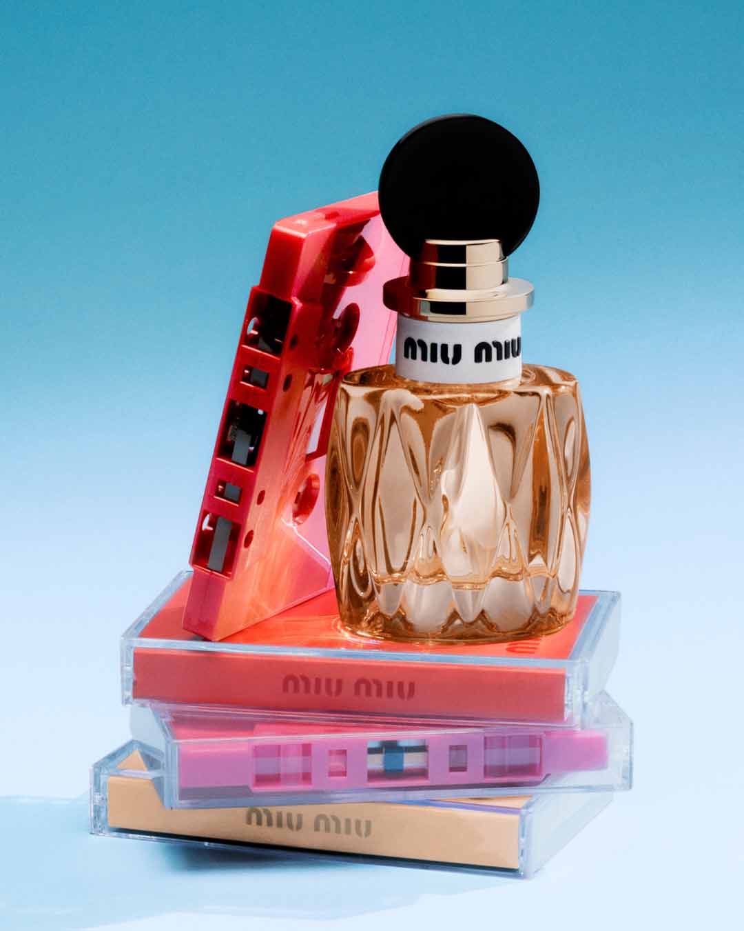 Miu Miu perfume with clear cassette tape
